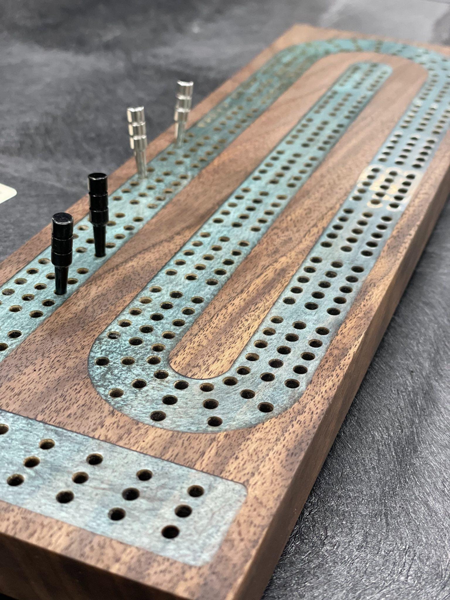 Premium Cribbage Board With Peg Storage Comes With 6 Metal Etsy