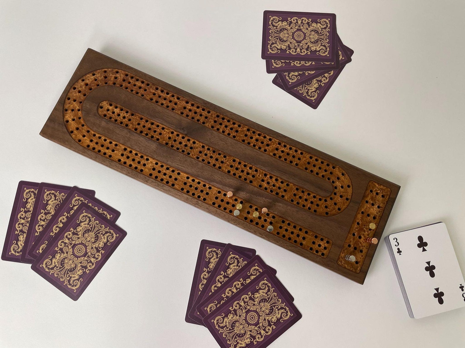 Premium Cribbage Board With Copper Resin Track Inlay Peg Etsy