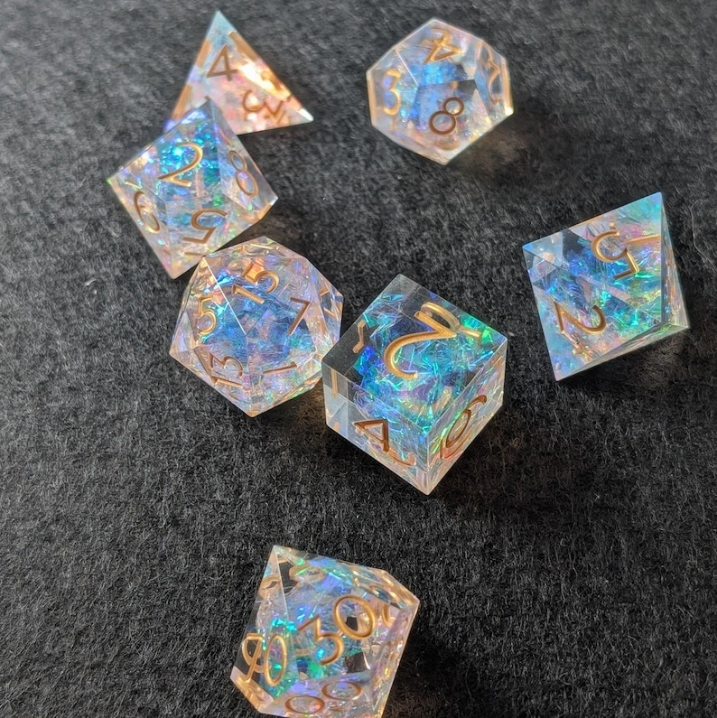 Golden Valor DnD Dice Set – Prismatic Sharp Edged Polyhedral Dice with Gold Numbers image 8