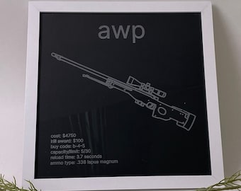 Counter-Strike Armory - Weapons Cache - AWP - Framed Etched Glass Wall Decor