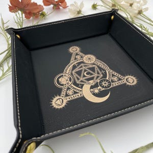D20 Moon Magic Dice Tray - Vegan Leather DnD Dice Rolling Tray