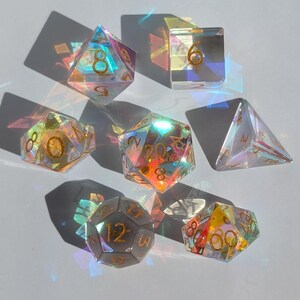 Rainbow Glass Gemstone Dice Set and Metal Dice Storage Tin Combo Set for Dungeons & Dragons image 5