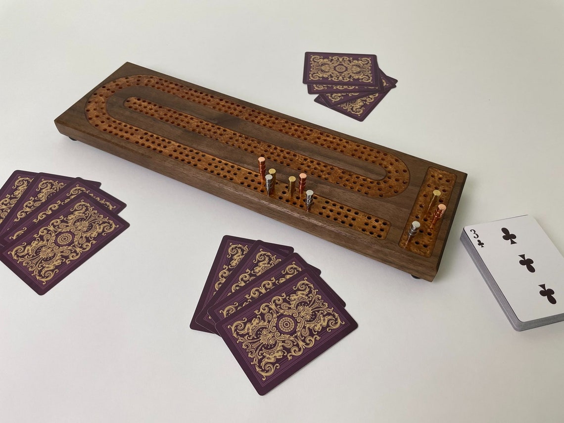 Premium Cribbage Board With Copper Resin Track Inlay Peg Etsy