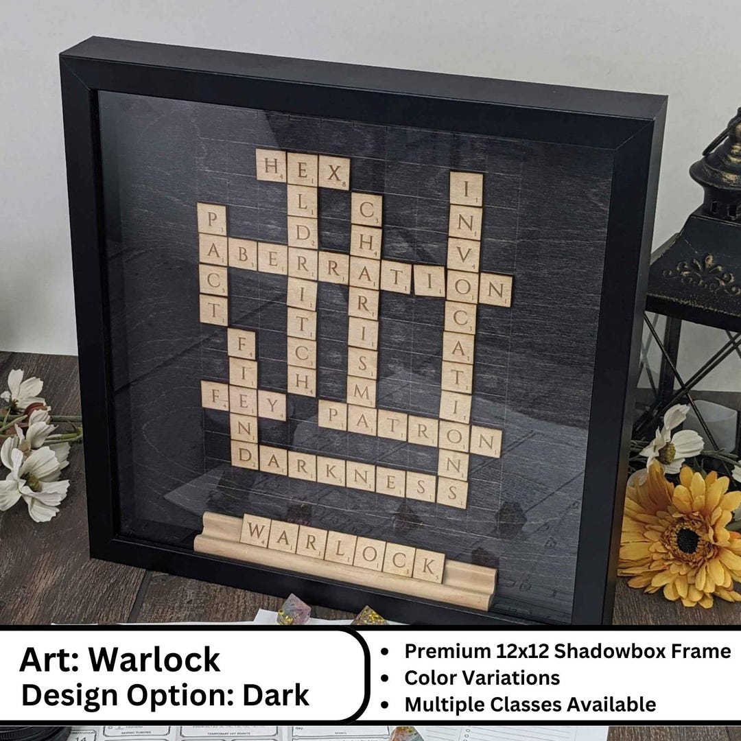 Warlock Dungeons and Dragons Scrabble Style Wall Art D D Classes GM Warlock Dungeons and Dragons Scrabble Style Wall Art D D Classes GM