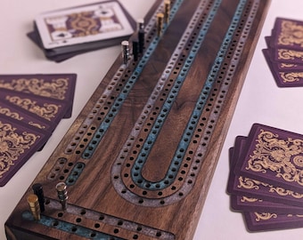 Premium Cribbage Board - Multi Lane Resin Track Inlays
