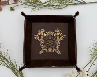 Gilded Valor Dice Tray - Vegan Leather DnD Dice Rolling Tray