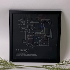 Counter-Strike Cartography - De_Mirage - Framed Etched Glass Wall Decor
