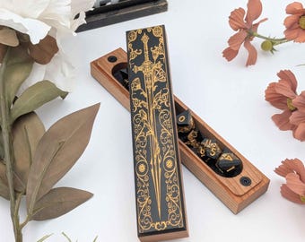 Oathbinder Dice Vault- Premium Wooden Dice Storage Box for DnD