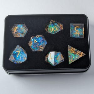 Golden Valor DnD Dice Set – Prismatic Sharp Edged Polyhedral Dice with Gold Numbers image 5