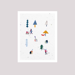 Jeu d'illustrations bohèmes de cartes de Noël | Ensemble carte de voeux et enveloppes | Cartes de voeux de nouvel an | Anniversaire de vacances