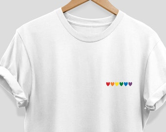 Rainbow Heart Shirt, zakformaat T Shirt. Perfect cadeau. LGBT T-shirt, Pride Rainbow Heart T-shirt, Pride Shirt. LGBTQ+ T-shirt. Pride Maand Cadeau