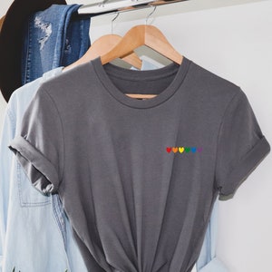 Rainbow Heart Shirt, pocket size T Shirt. Perfect gift. LGBT tee, Pride Rainbow Heart T shirt, Pride Shirt. LGBTQ+ T shirt. Pride Month Gift