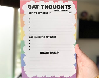 LGBTQIA+ A5 Gay Thoughts Desk Organiser Notepad | A5 Queer Organiser | Coming Out Gift Idea