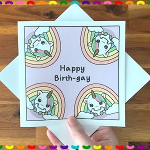 Kawaii LGBTQ+ Happy Birthday Gay-wenskaart | Grappige verjaardagskaart voor partner | Verjaardagskaarten voor haar, kaarten voor hem | Schattige kawaiikaart