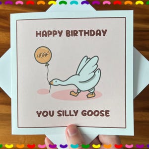 Happy Birthday You Silly Goose | Silly Goose Birthday Card | Kawaii Goose Card | Cute Goose Birthday