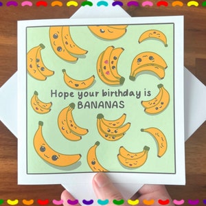 Kawaii Banane Geburtstagskarte | Lustige Geburtstagskarte | Karten für Sie, Karten für Ihn | Bananen-Karte | Kawaii süße Karte