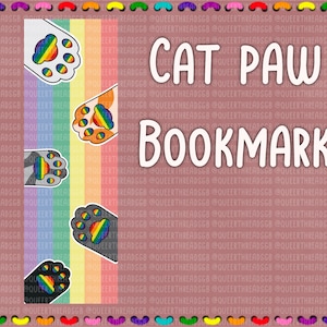 Queer Cat Paw Pride Bookmark with Silver Tassel