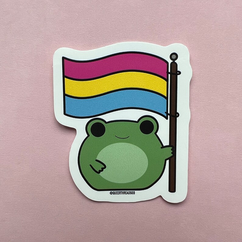 LGBTQ Frog Holding Pansexual Pride Flag Sticker Pride Frog Etsy New