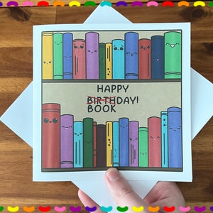 Alles Gute zum Geburtstag Karte | Booktok Karte | Geburtstagskarte für Bücherwurm | Süße Karte Kawaii | Buchliebhaber Karte | Leser / Schreiber Geburtstag