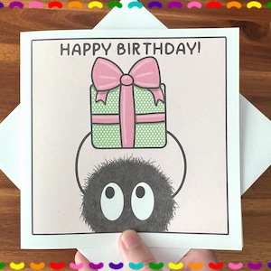 Carte de voeux cadeau de sprite duveteux | Carte d'anniversaire drôle pour partenaire | Des cartes pour elle, des cartes pour lui | Jolie carte kawaii