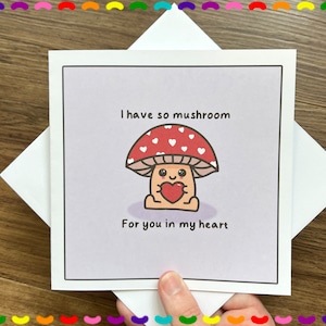 Kawaii Pilz Grußkarte | Lustige Wortspiel Liebeskarte für Partner | Valentinstagskarten für Sie, für Ihn | Kawaii süße Karte