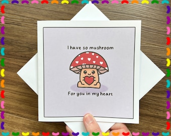 Kawaii Mushroom Greetings Card | Funny Pun Love Card For Partner | Valentines Cards for her, for him | Kawaii cute card