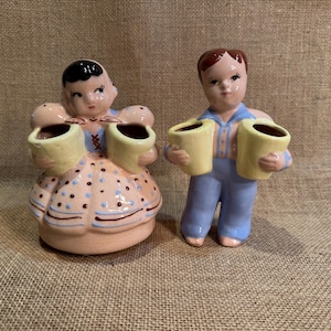 Vintage Dutch boy and Dutch girl planters