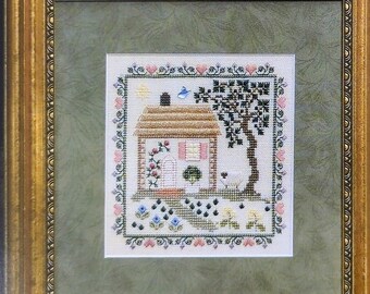 Climbing Rose Cottage Counted Cross Stitch Design, Elizabeth&#39;s Designs, Specialty Stitches, Vintage 2001 Pattern, Two Designs