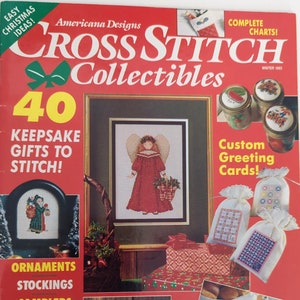 Magazine de Noël à broder au point de croix, Americana Designs Winter 1993, 40 cadeaux souvenirs à broder, cartes de voeux personnalisées !