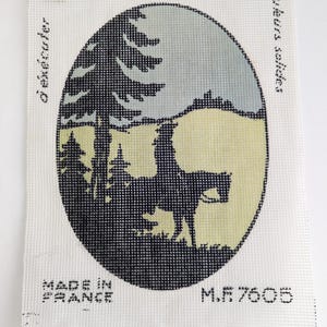 Tapeçaria francesa Cartier-Bresson, silhueta de cavalo equestre francês, bordado vintage em ponto cruz MF 7605