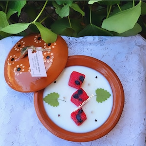 Traditional Sweet Watermelon Mexican Soy Wax Candle, Artisan Handmade & Hand poured, watermelon soy candle, Cazuela Candle/ Watermelon Candl
