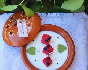 Traditional Sweet Watermelon Mexican Soy Wax Candle, Artisan Handmade & Hand poured, watermelon soy candle, Cazuela Candle