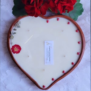 XL Floral Scented Soy Wax Candle/Mexican Candle/Barro/Gift for her/Housewarming Gift/Heart Shaped Candle/House Decor/Mother&#39;s Day Candle