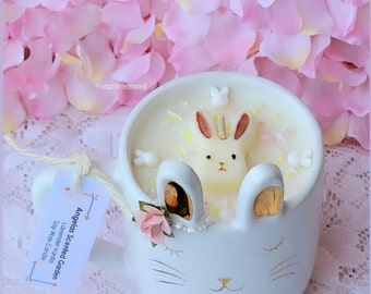 Lavender Vanilla Candle/Easter Candle/Bunny Mug Candle/Easter Bunny/Housewarming gift/Decor/Soy Candle/Gift For Her/Bunny Candle/12oz