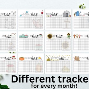 12 monthly Habit tracker, printable habit tracker, goal tracker, savings tracker, Christian habit tracker, habit planner, kid habit tracker image 2