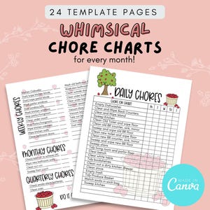 Chore Chart Bundle, Seasonal Chore Organizer, Homeschool Chore Chart, Large Family Chores, Cute Chore Printable, Kid&#39;s Chore Chart Template