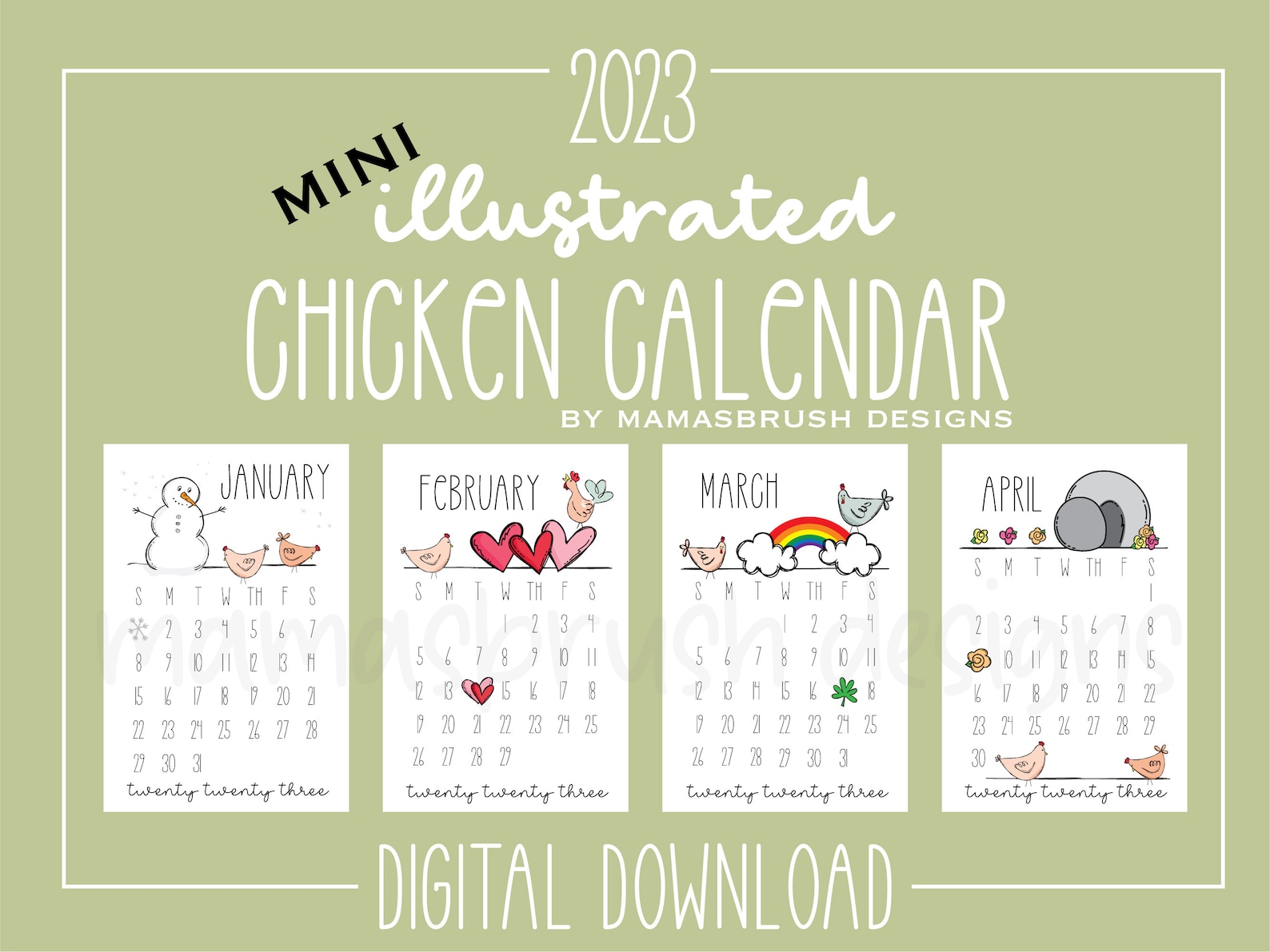 2023 Mini Illustrated Chicken Calendar – mamasbrush