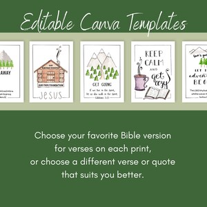 Editable Mountain Theme Christian Prints, Cabin Decor, Canva Template, Bible verses in your preferred version, church women's retreat, cards image 3