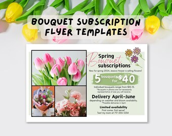 Flower CSA Flyer Template, Flower Subscription Flyer, Bouquet Subscription Flyer, Flower Farm Flyer, Florist Flyer, Seasonal Flyer Template