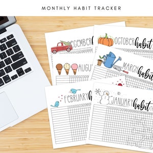 12 monthly Habit tracker, printable habit tracker, goal tracker, savings tracker, Christian habit tracker, habit planner, kid habit tracker image 4