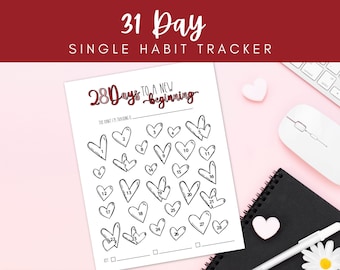 Valentines Habit tracker, printable monthly habit tracker, new habit tracker, goal tracker, February  tracker, habit tracker PDF