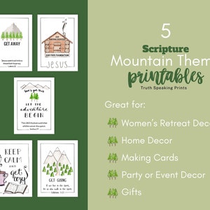 Editable Mountain Theme Christian Prints, Cabin Decor, Canva Template, Bible verses in your preferred version, church women's retreat, cards image 2