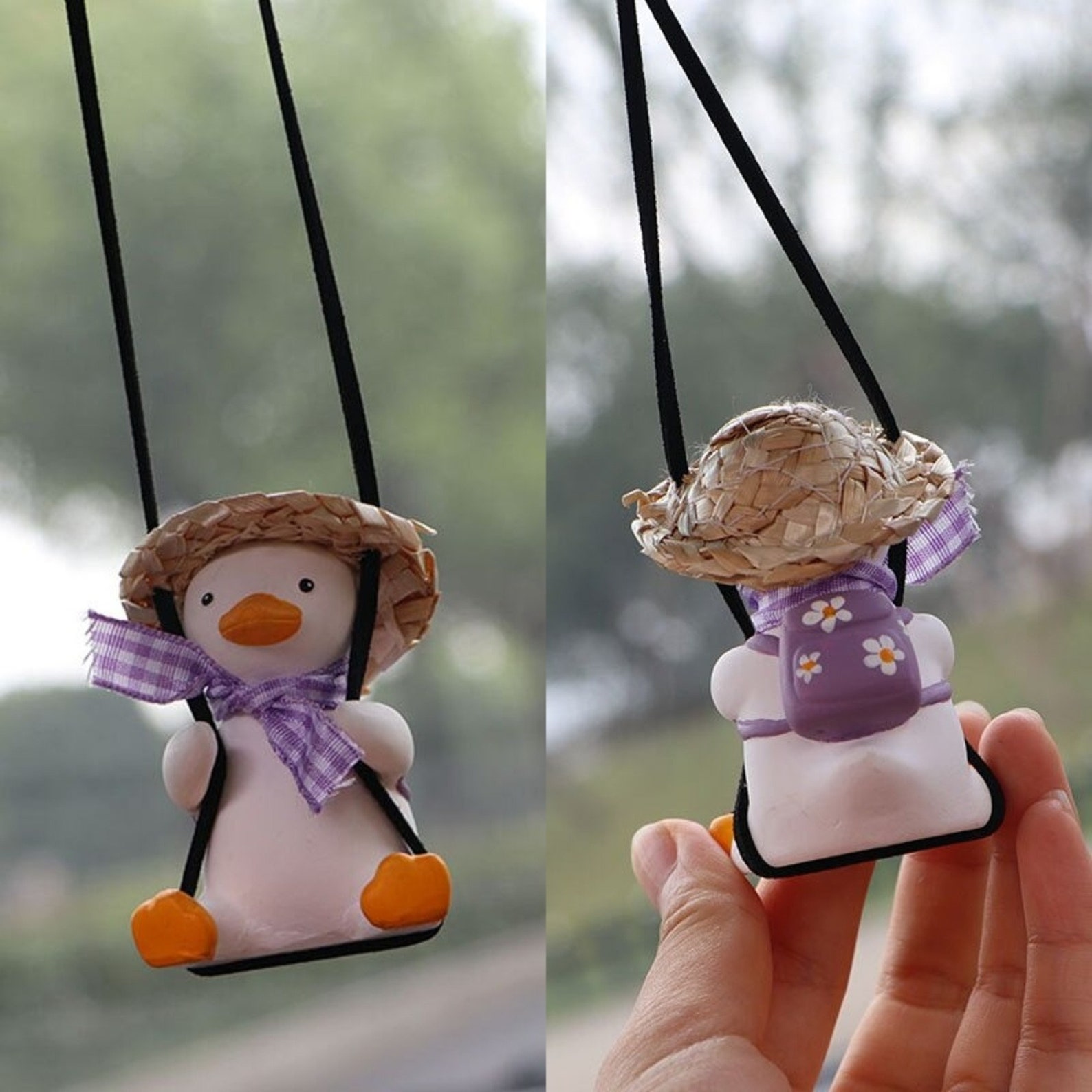Cute Swing Duck Car Rearview Mirror Pendant Little Duck Car Etsy UK