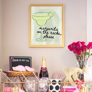 Margarita On The Rocks Downloadable Bar Cart Decor, Digital Bar Cart Wall Art, Personalized Bar Cart Photo, Gifts for Her, College Bar Cart