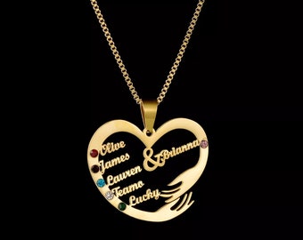 collier prénom personnalisé coeur avec pierre naissance