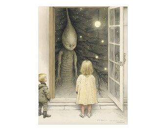 Solstice Visitor - Poster Print Winter Night Yule Creepy Fantasy Paganism Monster AI Art