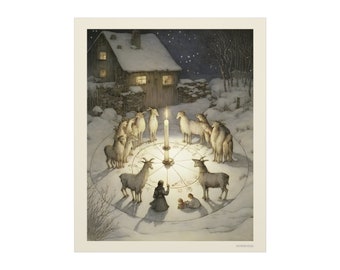 By Horn and Hoof - Poster Print Norse Mythology Yule Winter Solstice Pagan Goats AI Art