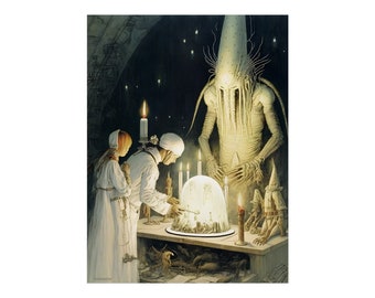Rite of the Frozen Sun - Poster Print Sacred Ritual Pagan Mythology Fae Monsters Mystical AI Art