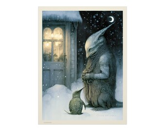 Feast of Frost and Shadows - Poster Print Winter Solstice Yule Norse Mythology Monster AI Art
