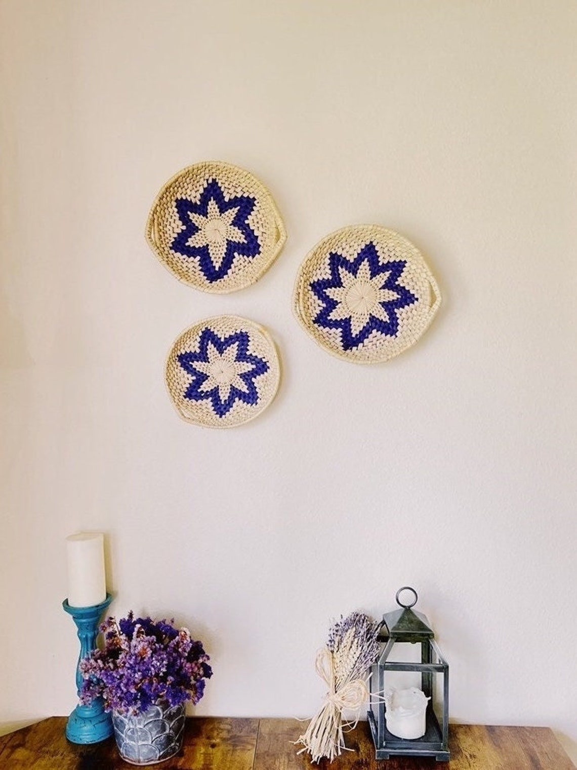 Farmhouse Wall Basket Decor Set of 3 Woven Wall Hanging Etsy